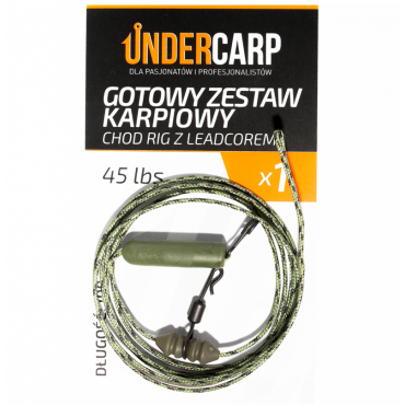 Under Carp Gotowy Zestaw Karpiowy Chod Rig z Leadcorem 45 lbs / 100 cm Zielony